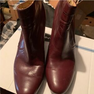 Elegant Burgundy Leather Ankle Boots